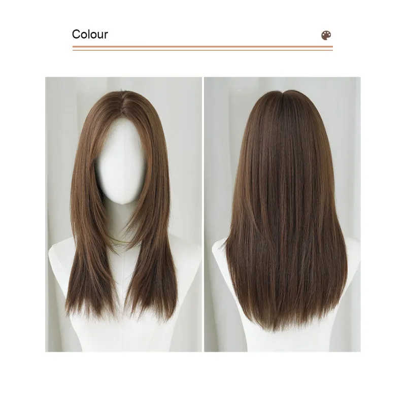 Chestnut brown medium length straight hair,wig