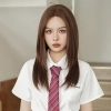 Chestnut brown medium length straight hair,wig