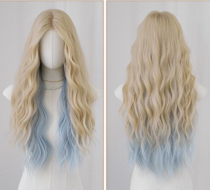 Cool and cute middle parting long curly hair,wig