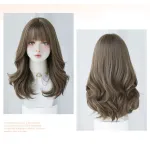 Linen brown gray sweet cool long curly hair,wig