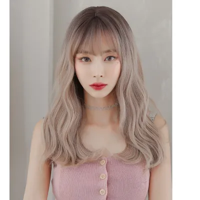 Linen colored micro curly long curly hair,wig 01