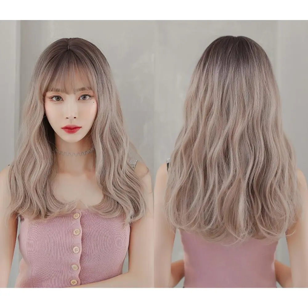 Linen colored micro curly long curly hair,wig