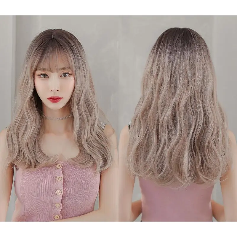 Linen colored micro curly long curly hair,wig