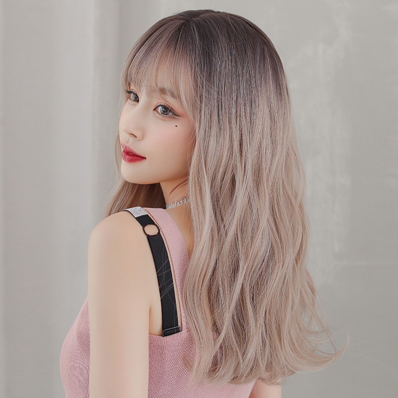 Linen colored micro curly long curly hair,wig