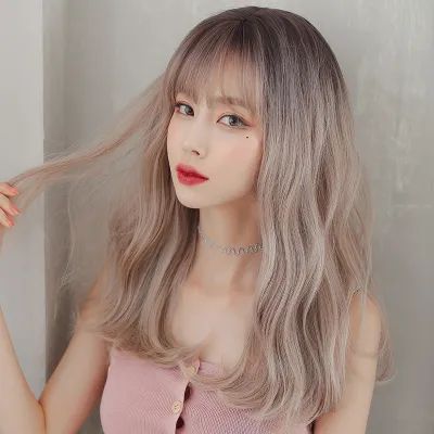 Linen colored micro curly long curly hair,wig 02