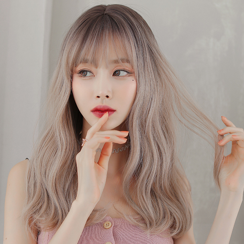 Linen colored micro curly long curly hair,wig