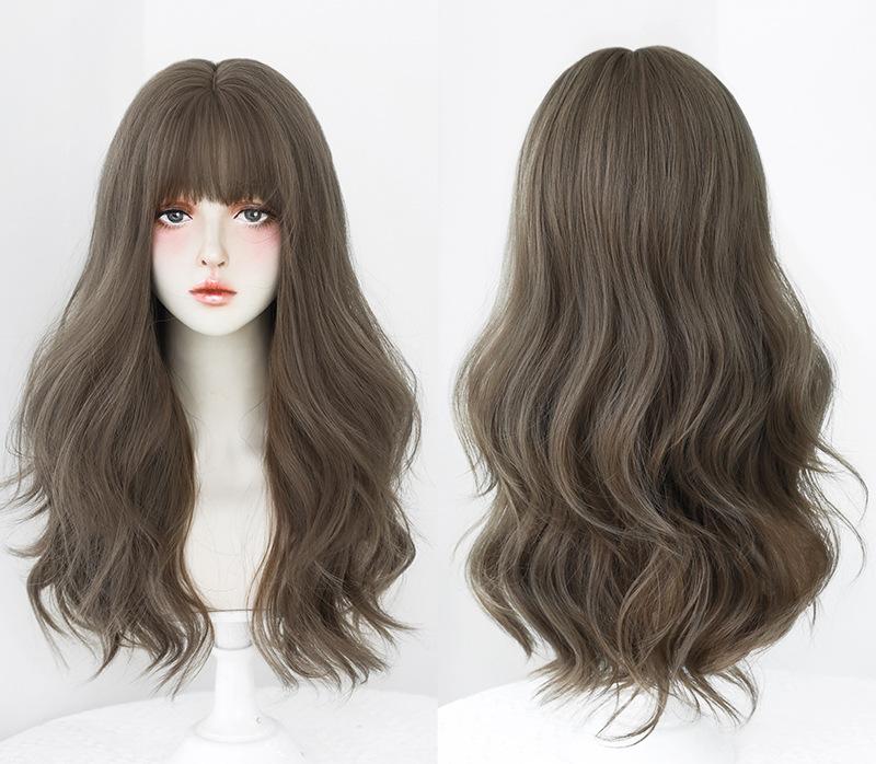 Mist tea light brown French style long curly hair,wig