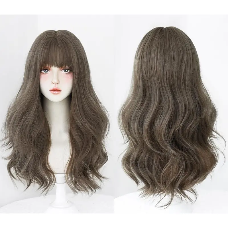 Mist tea light brown French style long curly hair,wig