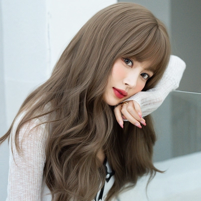 Mist tea light brown French style long curly hair,wig 02