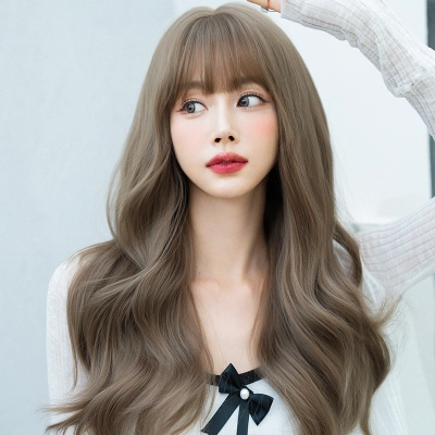 Mist tea light brown French style long curly hair,wig 01