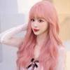 Pink orange energetic girl with long curly hair,wig