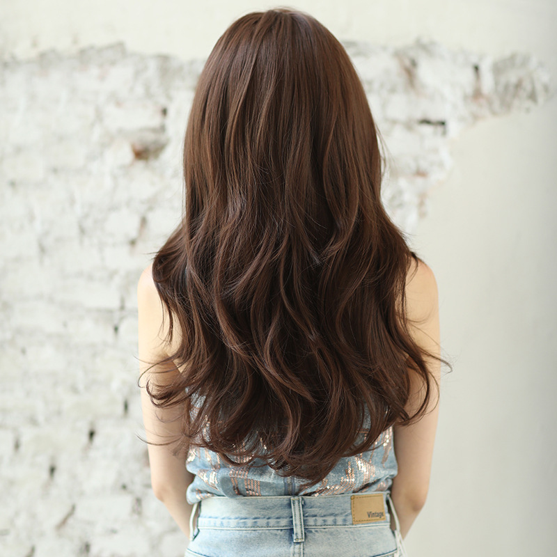 Sunset brown gentle long curly hair,wig