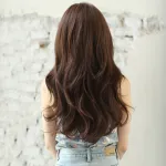 Sunset brown gentle long curly hair,wig