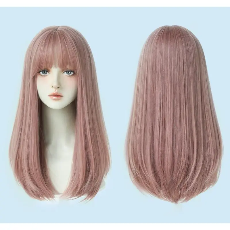 Sweetheart girl with long straight hair,wig