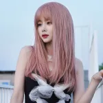 Sweetheart girl with long straight hair,wig