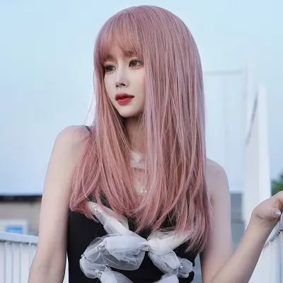 Sweetheart girl with long straight hair,wig 01