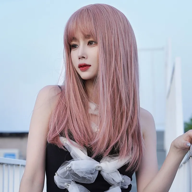 Sweetheart girl with long straight hair,wig