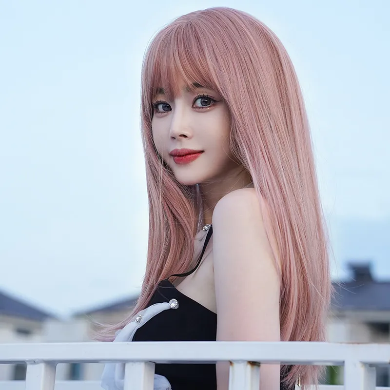 Sweetheart girl with long straight hair,wig