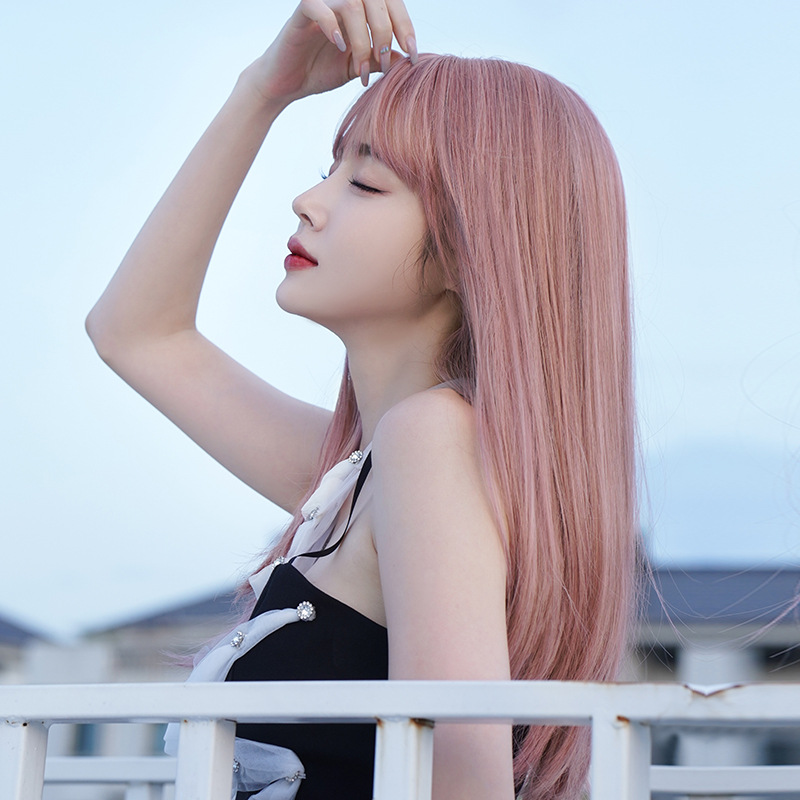 Sweetheart girl with long straight hair,wig