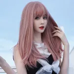 Sweetheart girl with long straight hair,wig