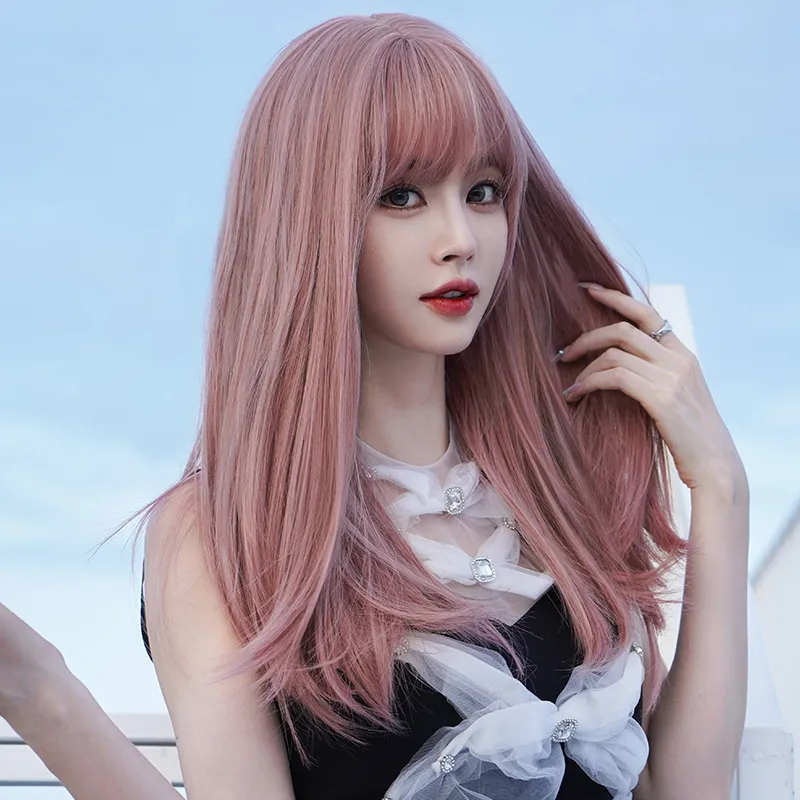 Sweetheart girl with long straight hair,wig
