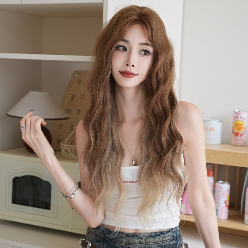 Water ripple dyed long curly hair,wig