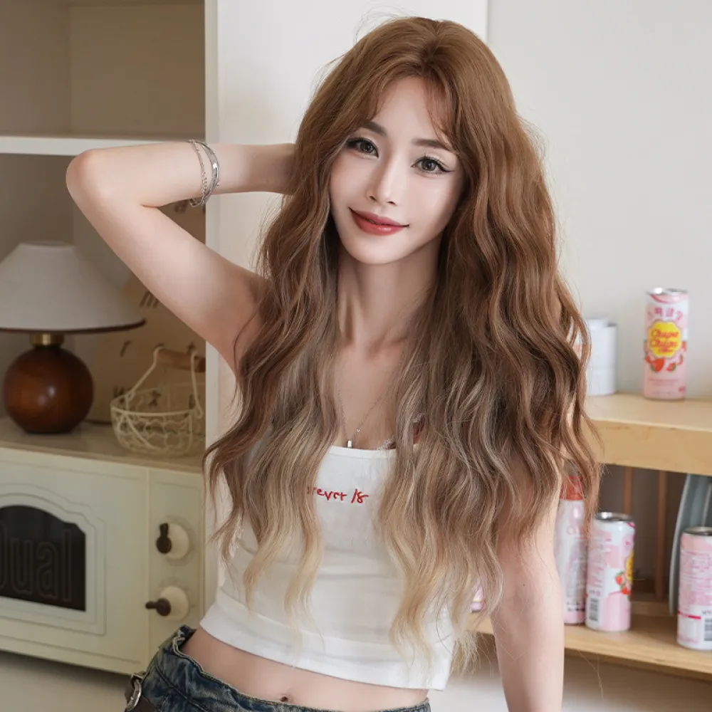 Water ripple dyed long curly hair,wig
