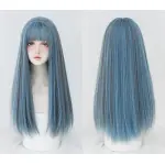 White Comic Mermaid Blue Long Straight Hair,wig