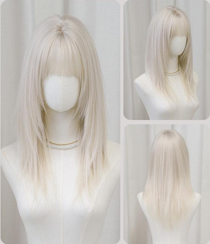 Girl group hair color silver white long straight hair,wig 