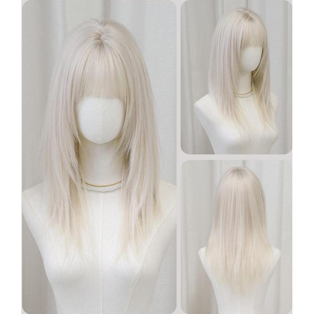 Girl group hair color silver white long straight hair,wig 