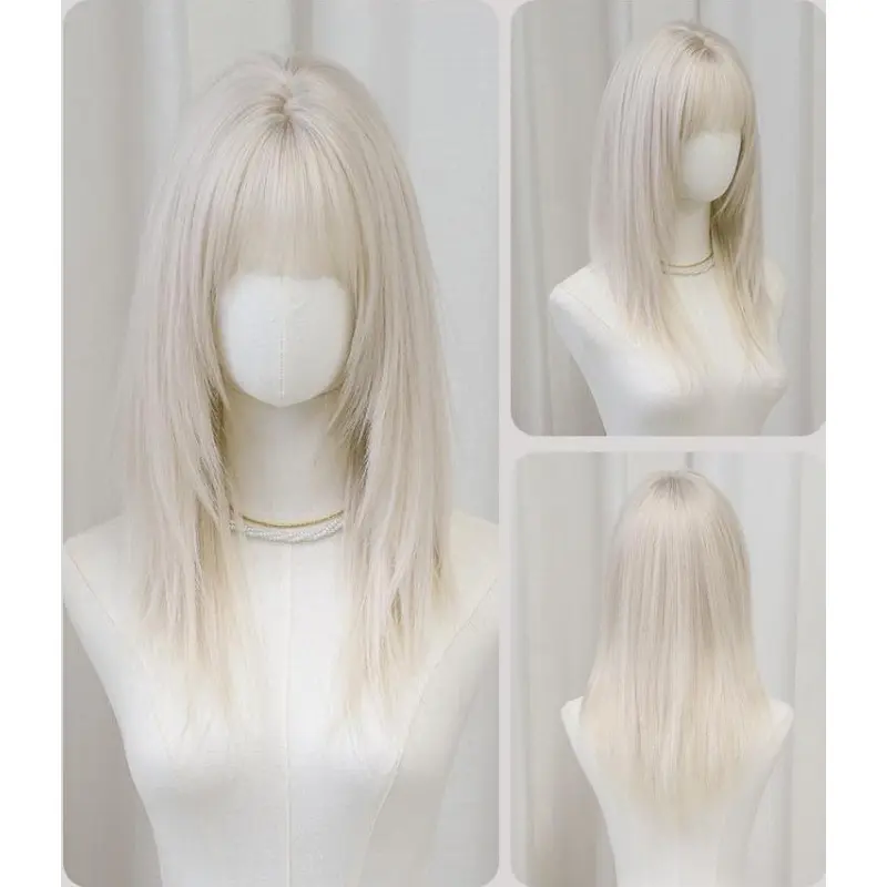 Girl group hair color silver white long straight hair,wig 