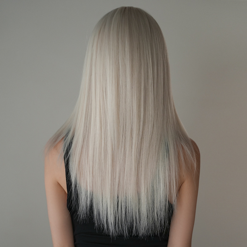 Girl group hair color silver white long straight hair,wig 