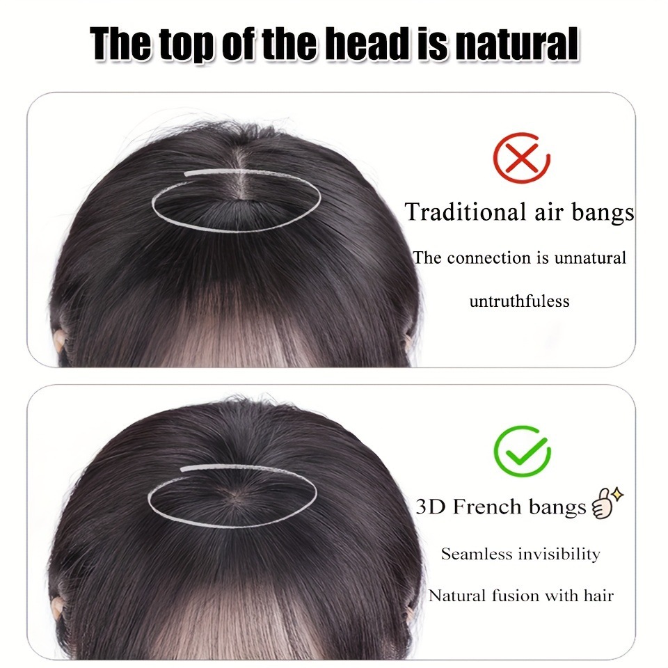 Air bangs top replacement patch fluffy，wig