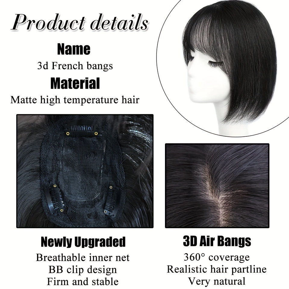 Air bangs top replacement patch fluffy，wig