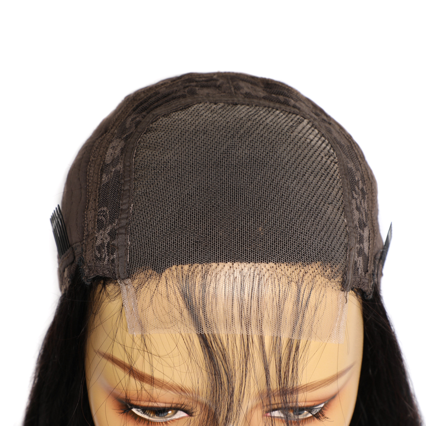 Real hair wig with lace hair cover in front, 9a straight hair texture, 150% density，human hair