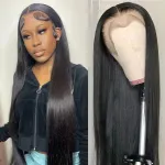 Real hair wig with lace hair cover in front, 9a straight hair texture, 150% density，human hair