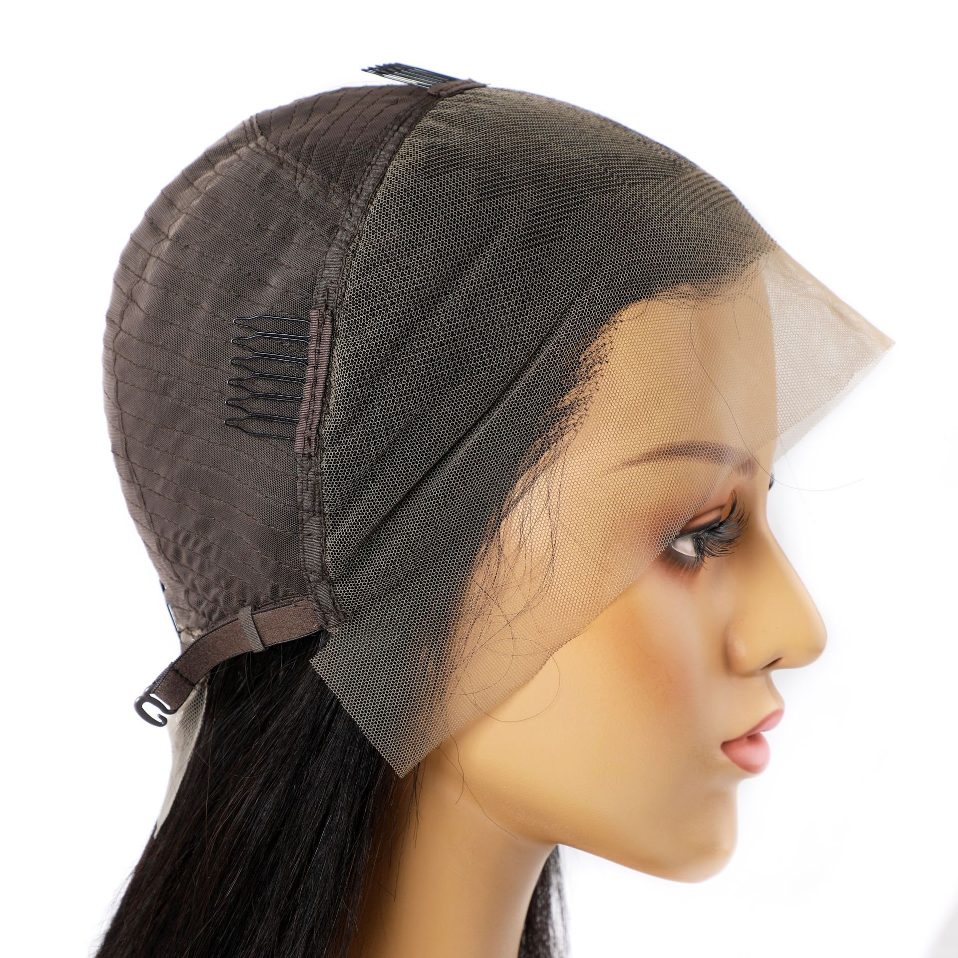 Real hair wig with lace hair cover in front, 9a straight hair texture, 150% density，human hair