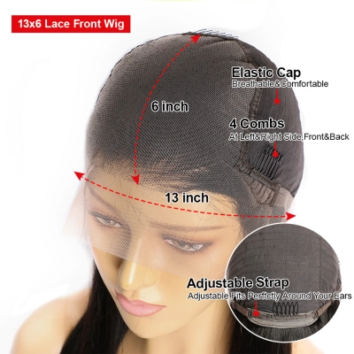 Real hair wig with lace hair cover in front, 9a straight hair texture, 150% density，human hair 02