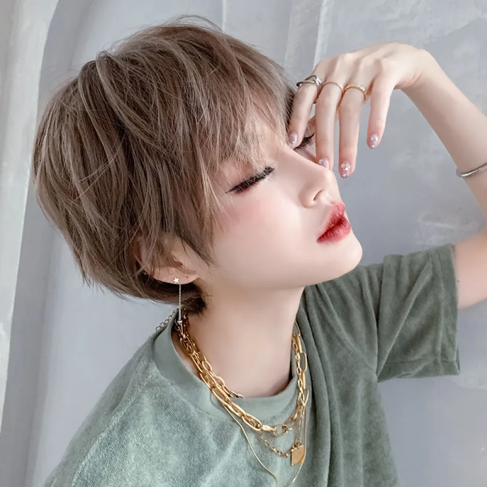 Neutral and handsome short hair, fluffy wig