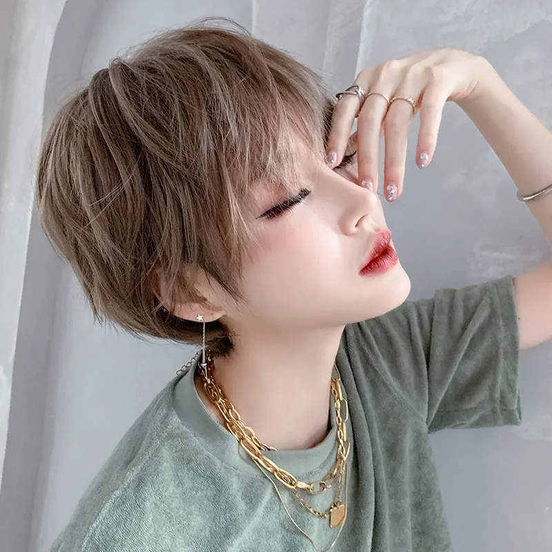 Neutral and handsome short hair, fluffy wig
