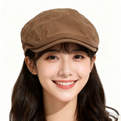 British Vintage Forward Cap, Casual Breathable Solid Color Thin Beret 01