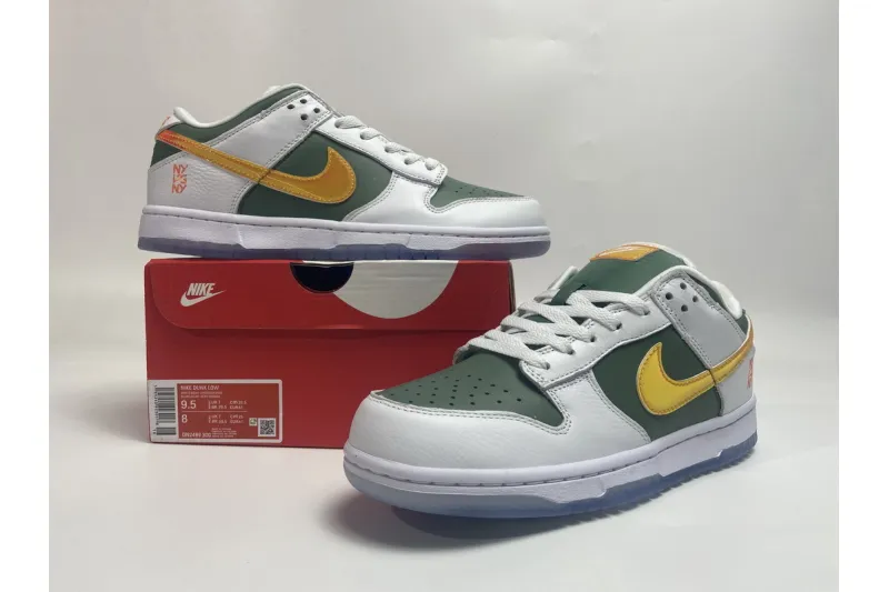 Reps StockX Shoes Nike Dunk Low NY vs NY Orange Green White DN2489-300??