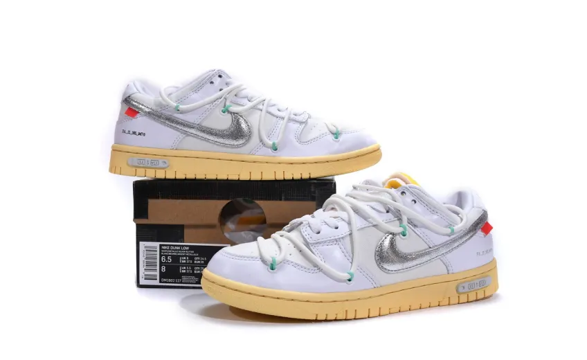 Reps StockX Shoes OFF WHITE x Nike Dunk SB Low The 50 NO.1 Silver White DM1602-127??