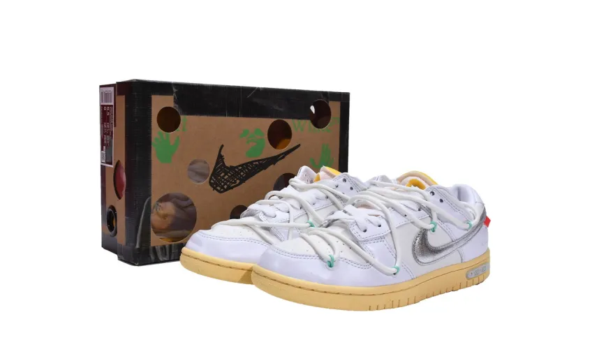 Reps StockX Shoes OFF WHITE x Nike Dunk SB Low The 50 NO.1 Silver White DM1602-127??