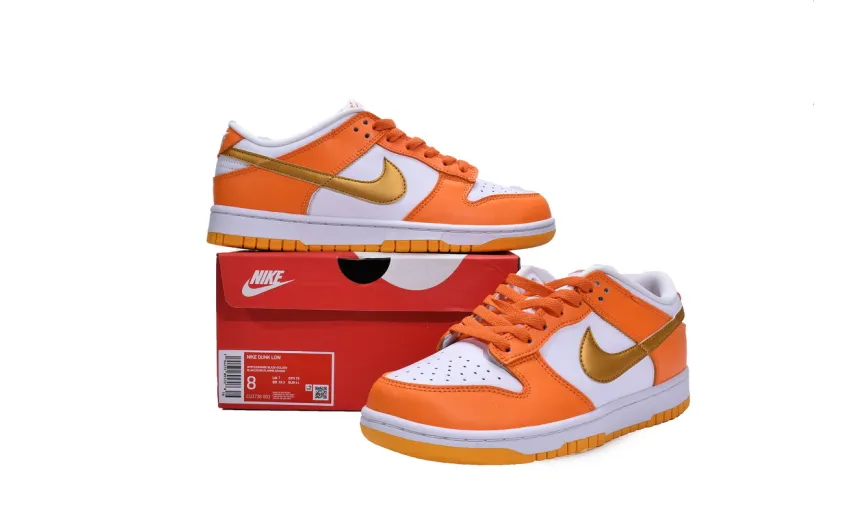 Reps StockX Shoes Nike Dunk Low White/Orange Blaze-Gold CU1726-002??