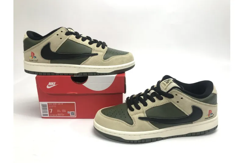 Reps StockX Shoes Travis Scott x PlayStation x Nike Dunk Low SP Yellow Green CU1726-100??