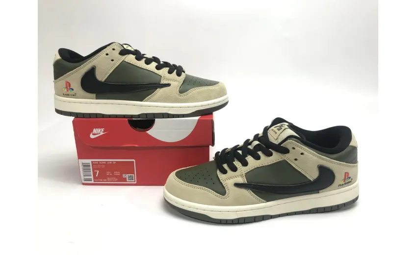 Reps StockX Shoes Travis Scott x PlayStation x Nike Dunk Low SP Yellow Green CU1726-100??