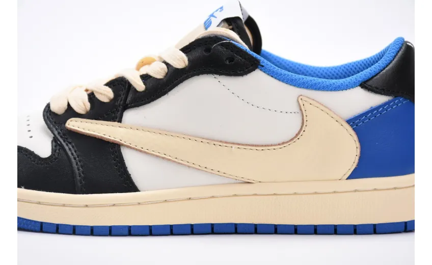 Reps StockX Shoes Travis Scott x Fragment Design x Air Jordan 1 Low Blue Black DM7866-140 ??