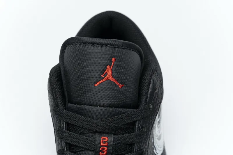 Reps StockX Shoes Air Jordan 1 Low Brushstroke Swoosh Black Red DA4659-001??