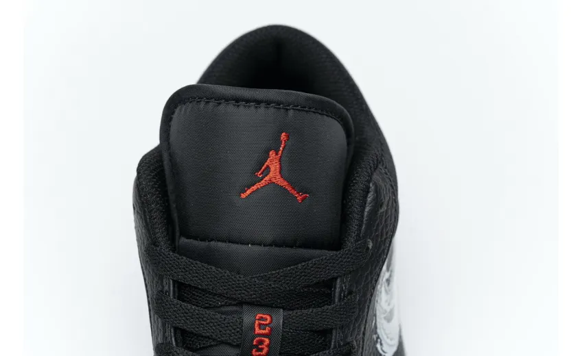 Reps StockX Shoes Air Jordan 1 Low Brushstroke Swoosh Black Red DA4659-001??